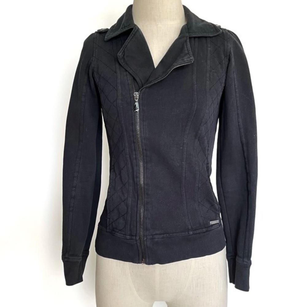 Affliction Black Premium Cotton Moto Jacket Size Small